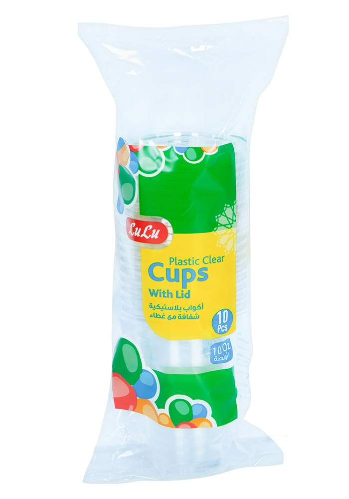 Plastic Clear Cups With Lid 10pcs