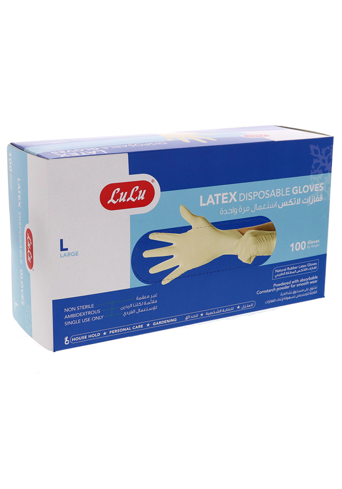 Latex Disposable Gloves Large 100pcs