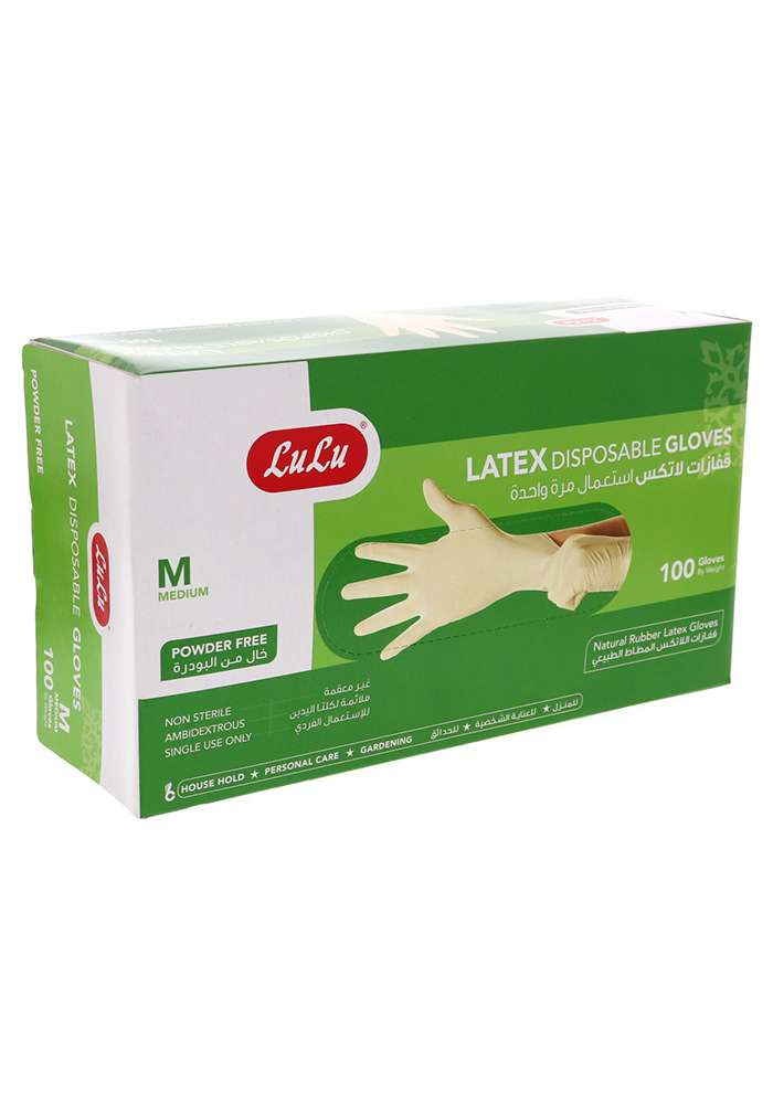 Latex Disposable Gloves Powder Free Medium 100pcs