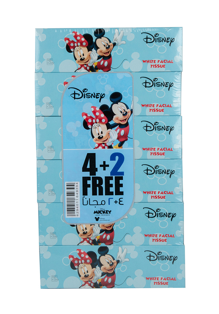 Disney White Facial Tissue 2ply 150 Sheets 4 + 2